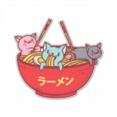 かわいいアニメ猫かわらおもしろいしいラ日本のーメン シール (正面)
