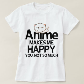 かわいいアニメ猫のジョークデザイン Tシャツ
