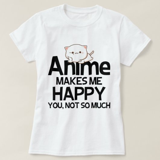 かわいいアニメ猫のジョークデザイン Tシャツ (デザイン正面)