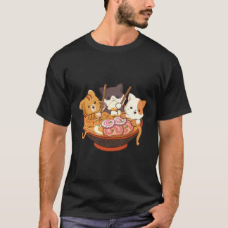 かわいいアニメ猫オタク日本のラ麺 Tシャツ