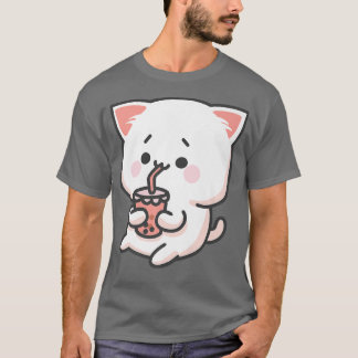 かわいいアニメ猫バブルティーネコボバティーミルクカット Tシャツ