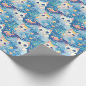 かわいいアニメ猫魚スターズ柄 ラッピングペーパー (角)