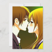 かわいいアニメ結婚カップル 招待状 (正面)