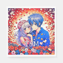 かわいいアニメ結婚テーマ スタンダードランチョンナプキン