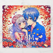 かわいいアニメ結婚テーマ スパークリングワインラベル (シングルラベル)