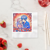 かわいいアニメ結婚テーマ 縁ありカクテルナプキン (インサイチュ)