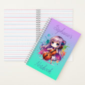 かわいいアニメ遊の女の子チェロパーソナライズされた選手 ノートブック (内側)