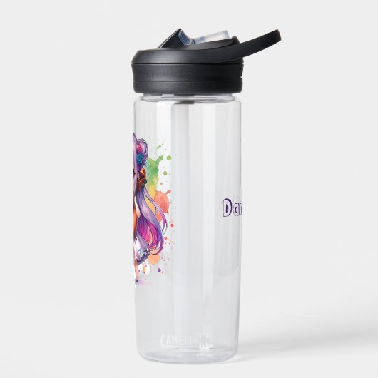 かわいいアニメ遊ガールズチェロパーソナライズされた ウォーターボトル (左面)