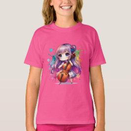 かわいいアニメ遊ガールズチェロ Tシャツ