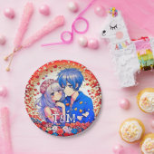 かわいいアニメ風のウェディング ペーパープレート (パーティー)