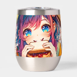 かわいいアニメ食べガールのピーナッツバター&ゼリー