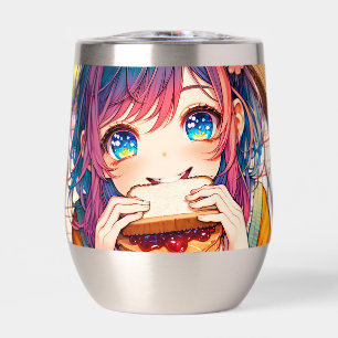 かわいいアニメ食べガールのピーナッツバター&ゼリー