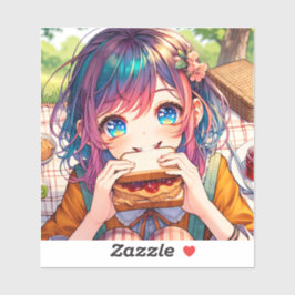 かわいいアニメ食べガールのピーナッツバター&ゼリー シール