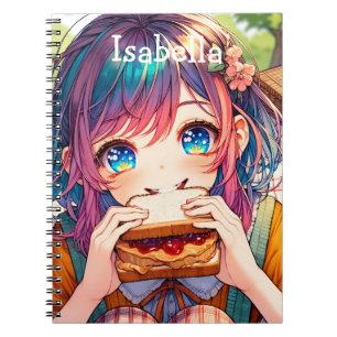 かわいいアニメ食べガールのピーナッツバター&ゼリー ノートブック