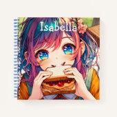 かわいいアニメ食べガールのピーナッツバター&ゼリー ノートブック (正面)