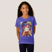 かわいいアニメ食べガールのピーナッツバター&ゼリー Tシャツ (正面フル)