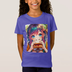 かわいいアニメ食べガールのピーナッツバター&ゼリー Tシャツ