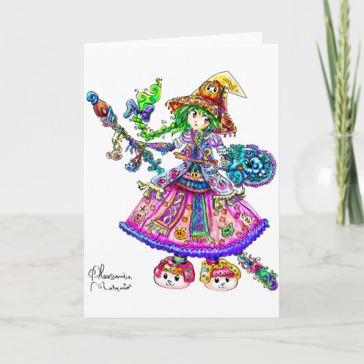 かわいいアニメ魔女かわいいハロウィーン魔法呪文 カード (正面)