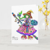 かわいいアニメ魔女かわいいハロウィーン魔法呪文 カード (黄色い花)