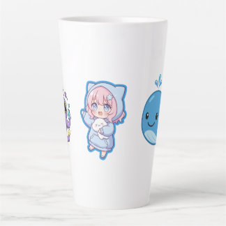 かわいいアニメ、青いクジラとタコのビジュアルが融合 カフェラテマグ