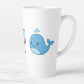 かわいいアニメ、青いクジラとタコのビジュアルが融合 カフェラテマグ (右)