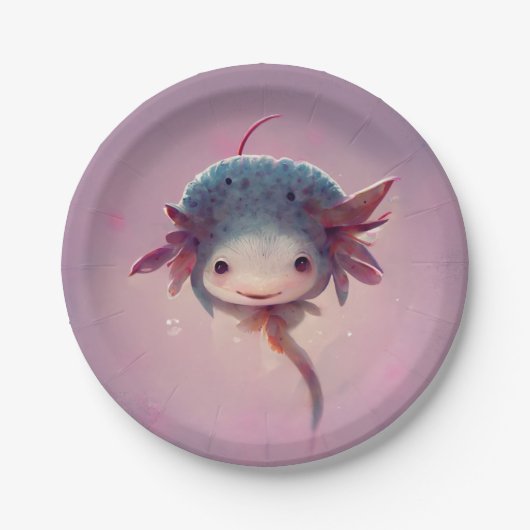 かわいいアニメAxolotl ペーパープレート (正面)
