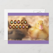 かわいいアヒルからのハッピーイースターのご挨拶 シーズンポストカード (正面/裏面)
