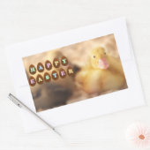 かわいいアヒルからのハッピーイースターのご挨拶 長方形シール (封筒)