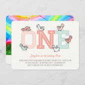 かわいいアヒルがビッグワンガール第1誕生日パーティー招待状 招待状 (正面/裏面)