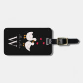 かわいいアヒルさん夫婦の新婚モノグラム ラゲッジタグ (正面横)