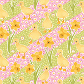 かわいいアヒルとダッフォジルイースター ラッピングペーパー