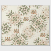 かわいいアヒルとフローラ ラッピングペーパー (フラット)