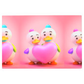 かわいいアヒルとママ心温まるピンクのハート画像 メタルプリント (正面)