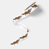かわいいアヒルによって勘定書を出されるplatypus サテンリボン (裏面)