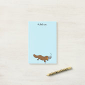 かわいいアヒルによって勘定書を出されるplatypus ポストイット (デスク上)