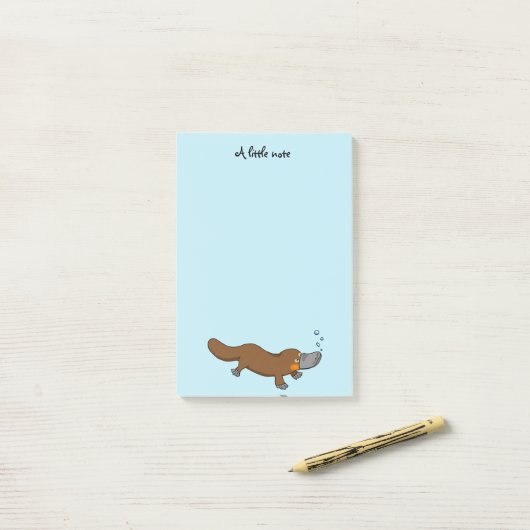 かわいいアヒルによって勘定書を出されるplatypus ポストイット (デスク上)