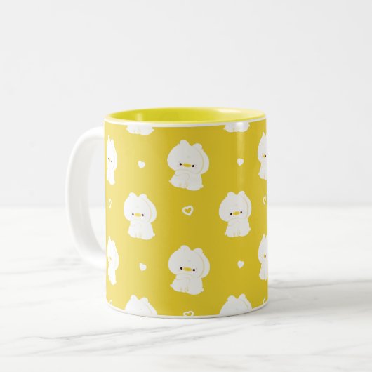 かわいいアヒルのカップル ツートーンマグカップ (正面左)