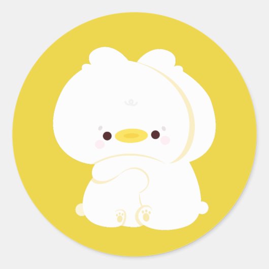かわいいアヒルのカップル ラウンドシール (正面)