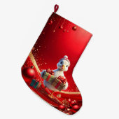 かわいいアヒルのクリスマスホリデーストッキング ラージクリスマスストッキング (正面 (吊り時))