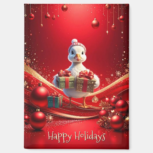 かわいいアヒルのクリスマスホリデーマグネット マグネット (正面)
