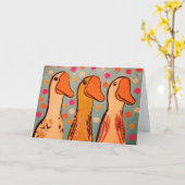 かわいいアヒルのグリーティングカード3 カード (黄色い花)