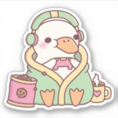 かわいいアヒルのゲーム女子  シール (正面)