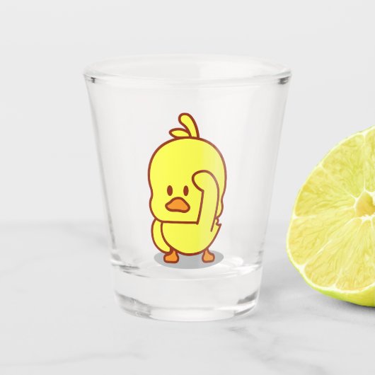 かわいいアヒルのゴムアヒル動物愛好家ギフト ショットグラス (正面)