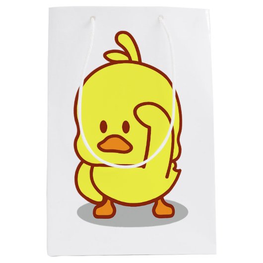 かわいいアヒルのゴムアヒル動物愛好家ギフト ミディアムペーパーバッグ (正面)