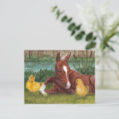 かわいいアヒルのシック&フォール葉書 ポストカード (スタンド正面)