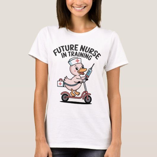 かわいいアヒルのスクーターTシャツ 看護学生 Tシャツ (正面)