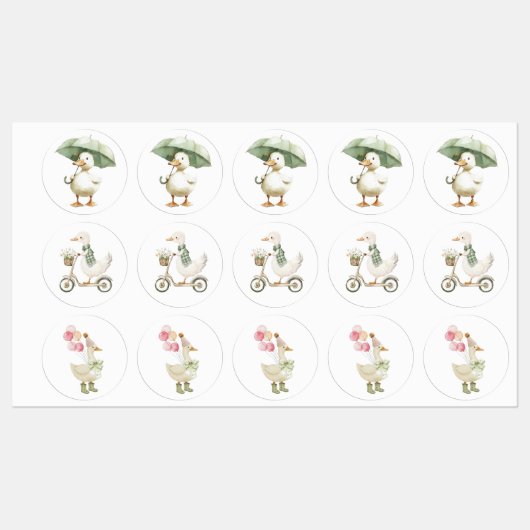 かわいいアヒルのステッカー ラベル (シート)