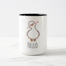 かわいいアヒルのマグカップ | おしゃれなアヒルのイラスト入りコーヒーカップ ツートーンマグカップ