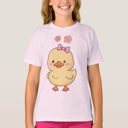 かわいいアヒルの女の子Tシャツ Tシャツ (正面)