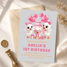 かわいいアヒルの子の1歳の誕生日お祝い